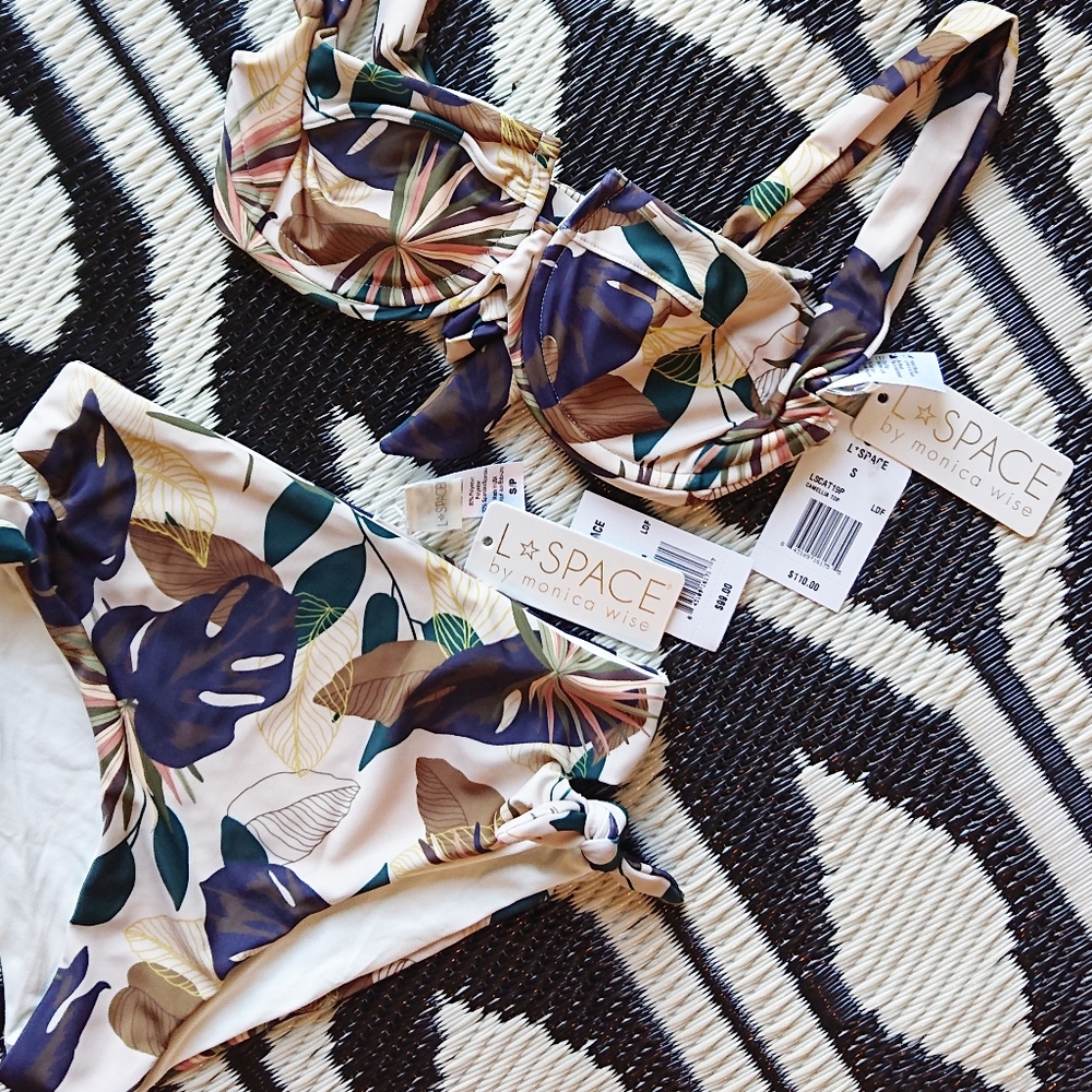 L*Space Camellia + Bummin Bottom Bikini Set NWT
